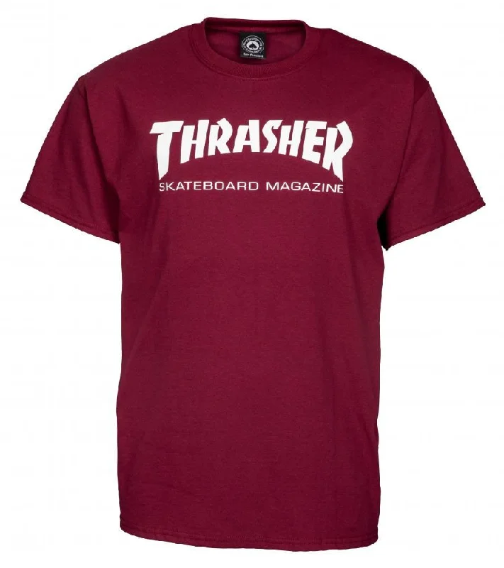 Thrasher T-Shirt Skate Mag - Maroon-- Satin Blend Silk Blend Wool Blend