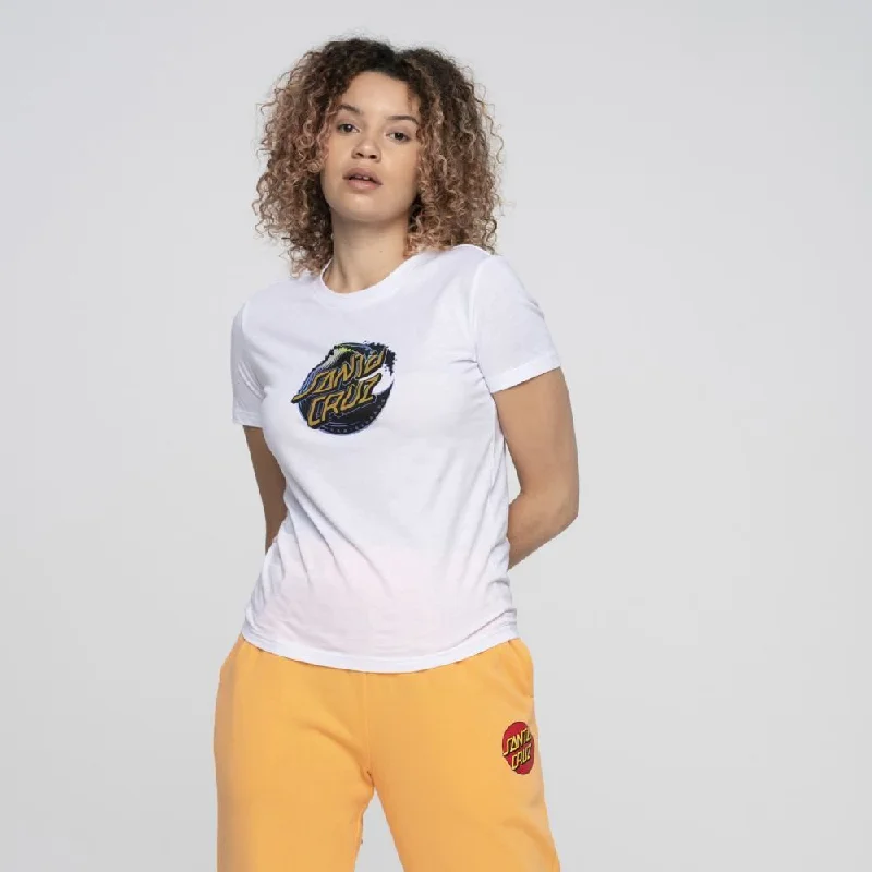 Santa Cruz Womens T-Shirt Holo Wave Dot Front T-Shirt - White-- Machine Wash Dry Clean Hand Wash Santa Cruz Womens T-Shirt Holo Wave Dot Front T-Shirt - White-- Machine Wash Dry Clean Hand Wash