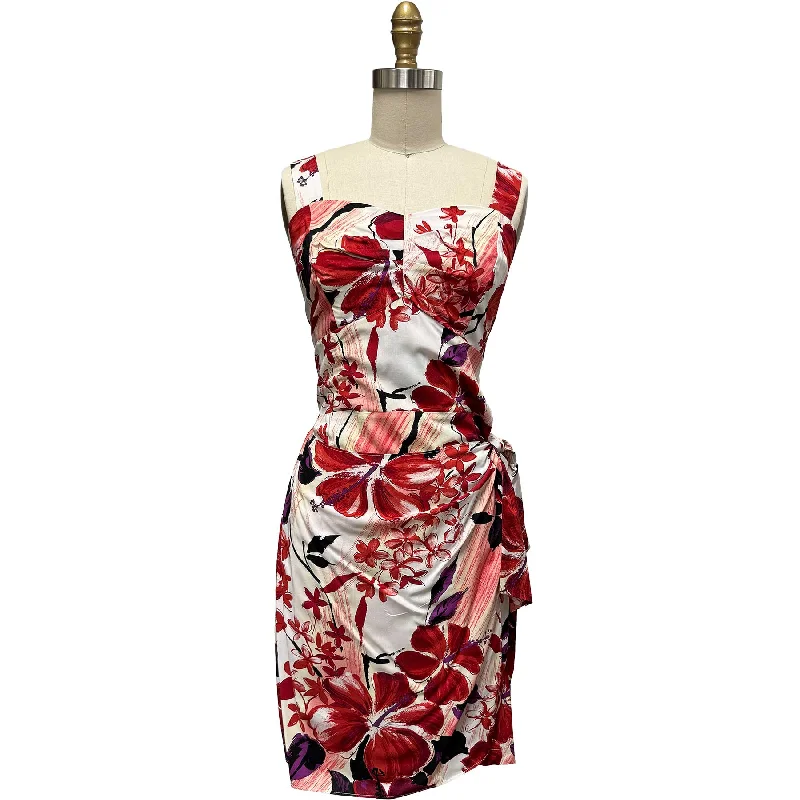 Watercolor Hibiscus Red Sarong Dress Tunics Essential wardrobe