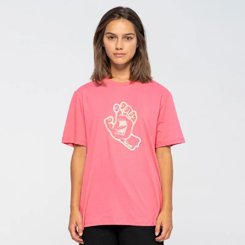 Santa Cruz Womens T-Shirt Hand In Colour T-Shirt - Pink Guava-- Lace Blend Ribbed Blend Corduroy Blend Santa Cruz Womens T-Shirt Hand In Colour T-Shirt - Pink Guava-- Lace Blend Ribbed Blend Corduroy Blend