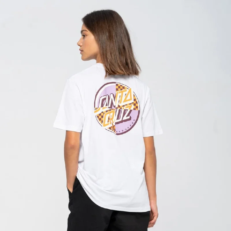 Santa Cruz Womens T-Shirt Intro Dot T-Shirt - White-- Embroidered Appliqued Beaded