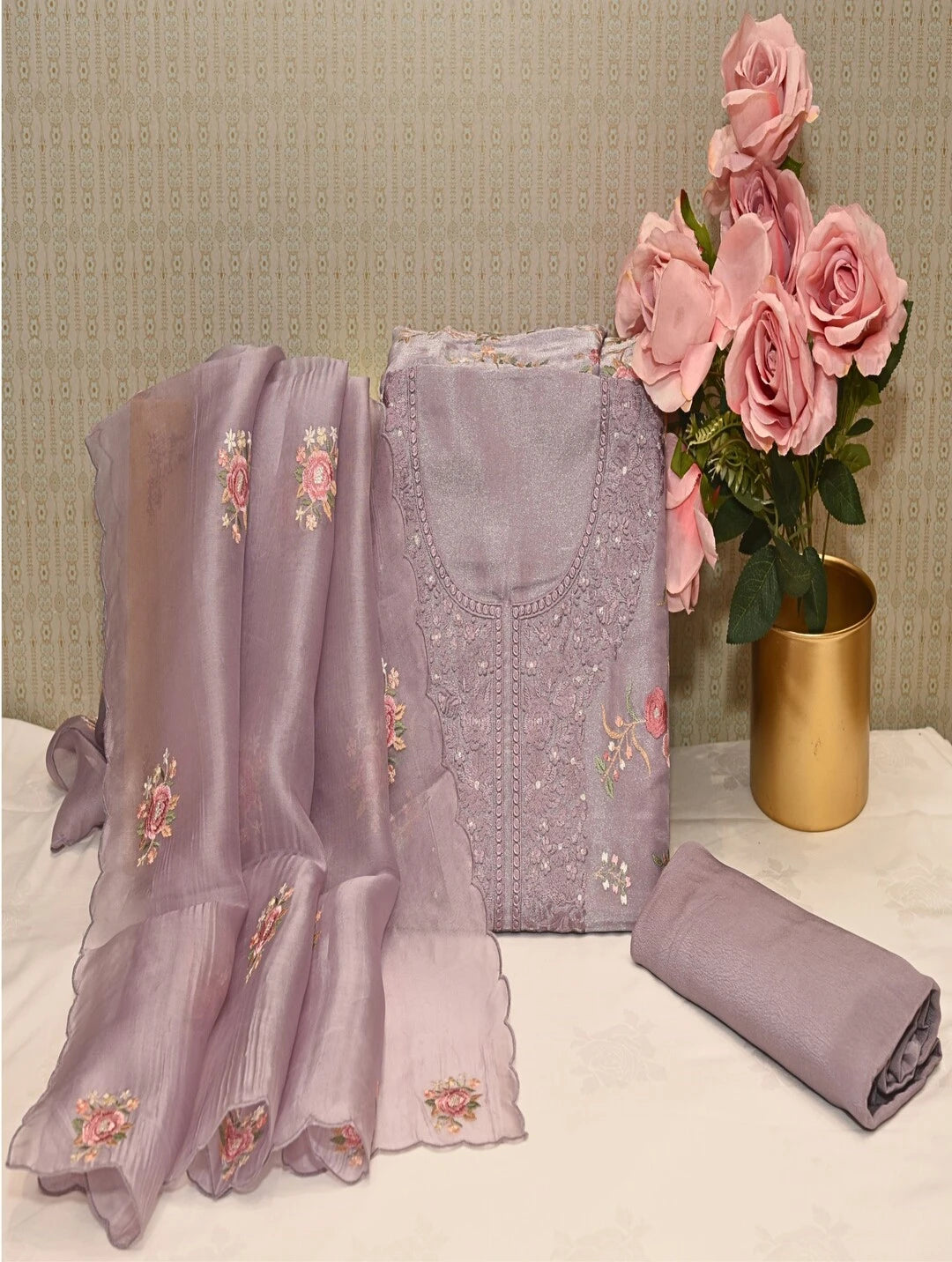 Lilac Organza Dress Material Tunics Essential wardrobe