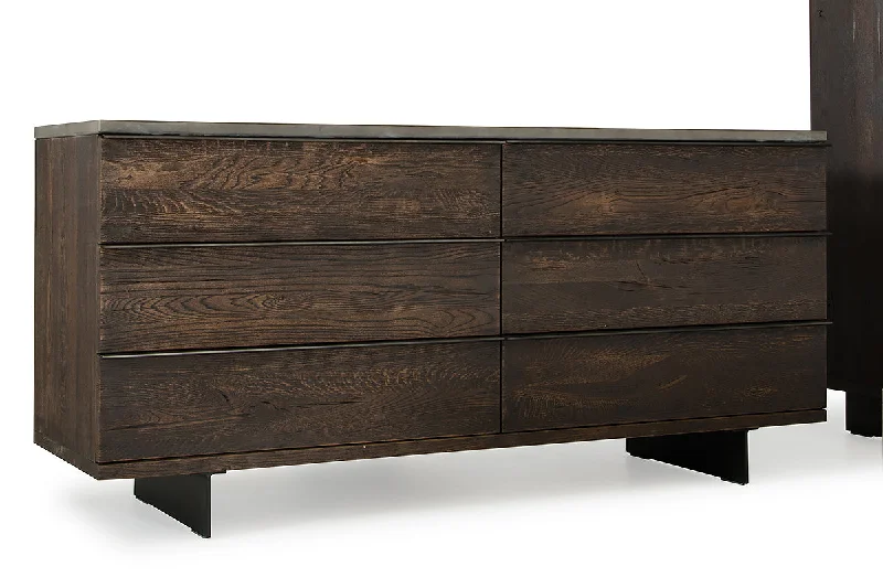 30' Dark Aged Oak Wood And Metal Dresser By Homeroots Turtleneck Neckline Stylish