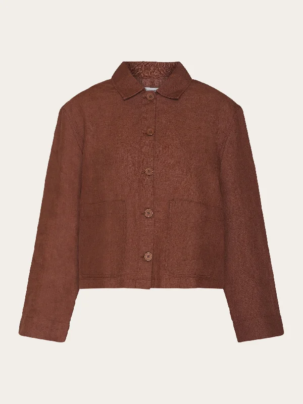 Regular linen overshirt - GOTS/Vegan - Tiramisu-- Seamless Knitted Crochet