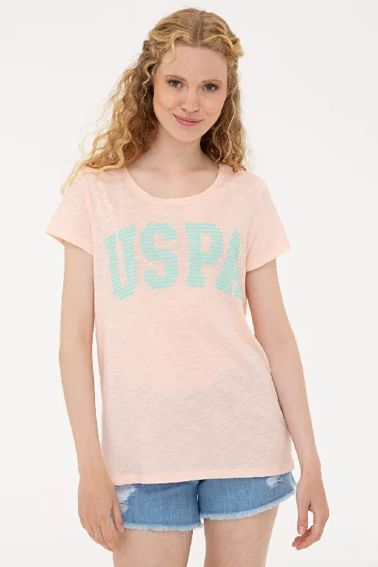 US Polo Assn. Crew Neck T-Shirt USPA Dots - Women-- Spandex Blend Rayon Blend Denim Blend US Polo Assn. Crew Neck T-Shirt USPA Dots - Women-- Spandex Blend Rayon Blend Denim Blend