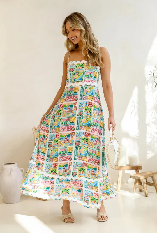 Flozzy Postcards Dress (Mulit Print) Tunics Stylish elegant