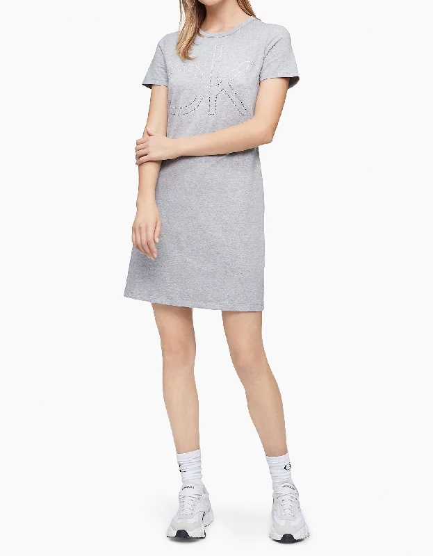 Calvin Klein Rhinestone Logo Short Sleeve T-Shirt Dress - Women-- Jersey Fabric Tulle Fabric Batik Fabric Calvin Klein Rhinestone Logo Short Sleeve T-Shirt Dress - Women-- Jersey Fabric Tulle Fabric Batik Fabric