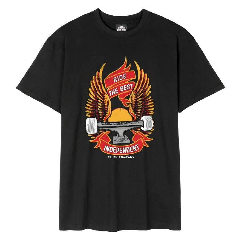 Independent T-Shirt Ride Free - Black-- Solid Print Embellished