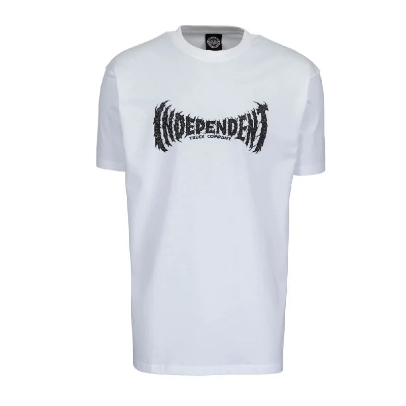 Independent T-Shirt Metal Span Front T-Shirt - White-- Embroidered Appliqued Beaded