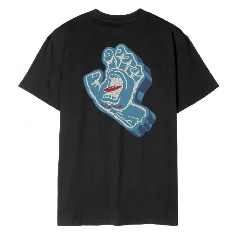 Santa Cruz T-Shirt Screaming Foam Hand - Black-- Real Fur Shearling Chenille