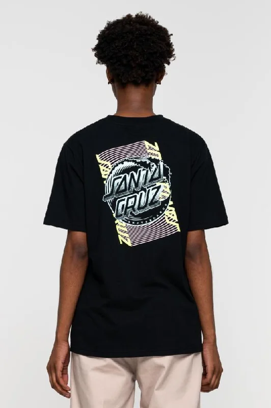 Santa Cruz Womens T-Shirt Split Strip Wave Dot T-Shirt - Black-- Polka Dot Checkered Tartan Santa Cruz Womens T-Shirt Split Strip Wave Dot T-Shirt - Black-- Polka Dot Checkered Tartan