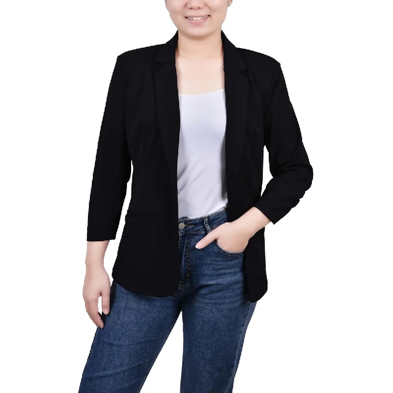 NY Collection Womens Petites Three Quarter Sleeve Office Wear One-Button Blazer Women's Business Blazer
