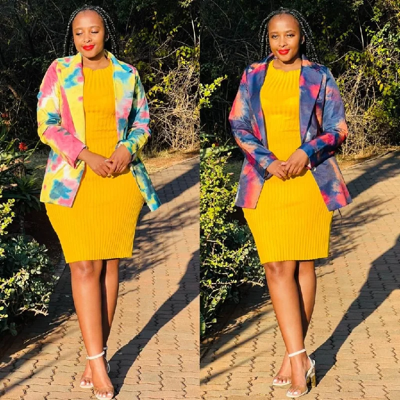 Tie-Dye Print Formal Blazer Women's Trendy Jacket
