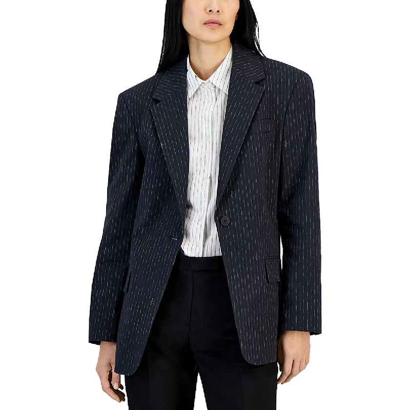 Hugo Womens Cotton Blend Striped One-Button Blazer Women's Trendy Jacket