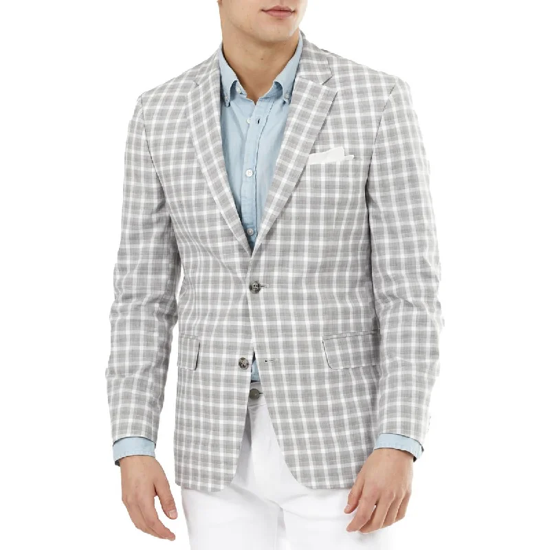 Tommy Hilfiger Mens Trevor Plaid Cotton Two-Button Blazer Women's Fashion Blazer