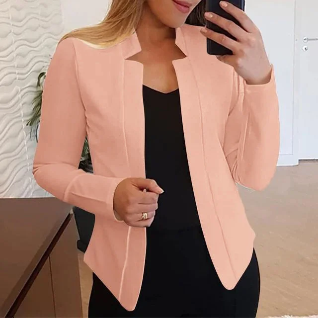 Women Solid Color Long Sleeve Lapel Casual Blazer Women's Unique Blazer