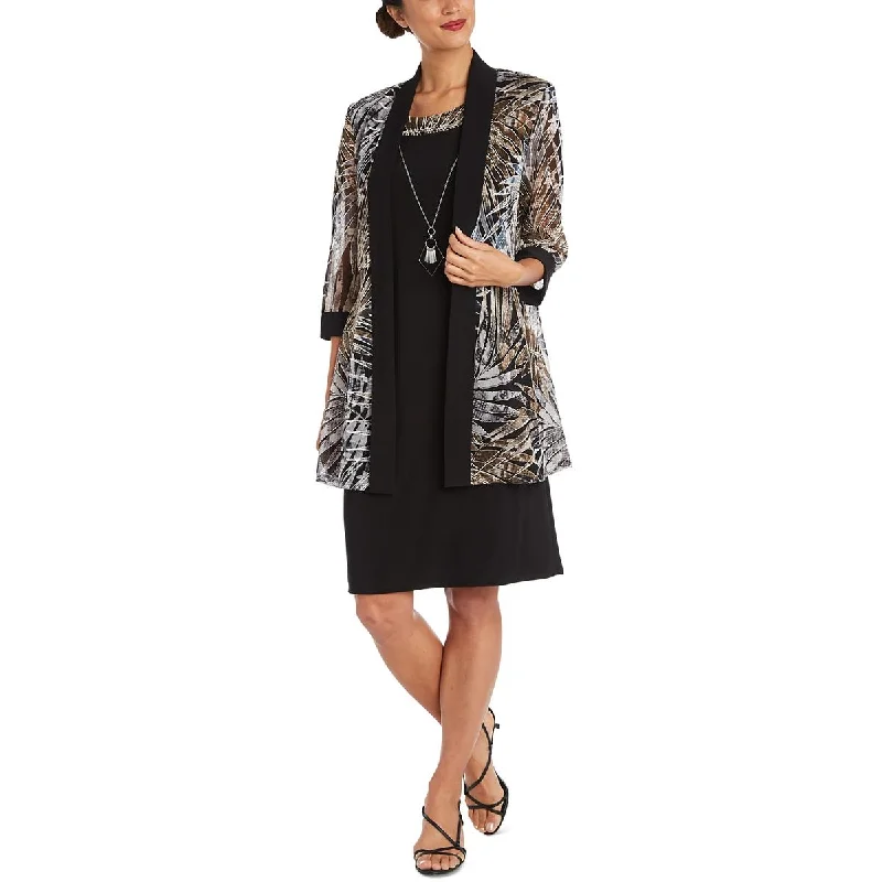 R&M Richards Womens Printed Mesh Duster Blazer Women's Pencil Blazer