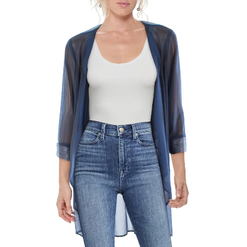 R&M Richards Womens Mesh Contrast Trim Duster Blazer Women's Fashion Blazer