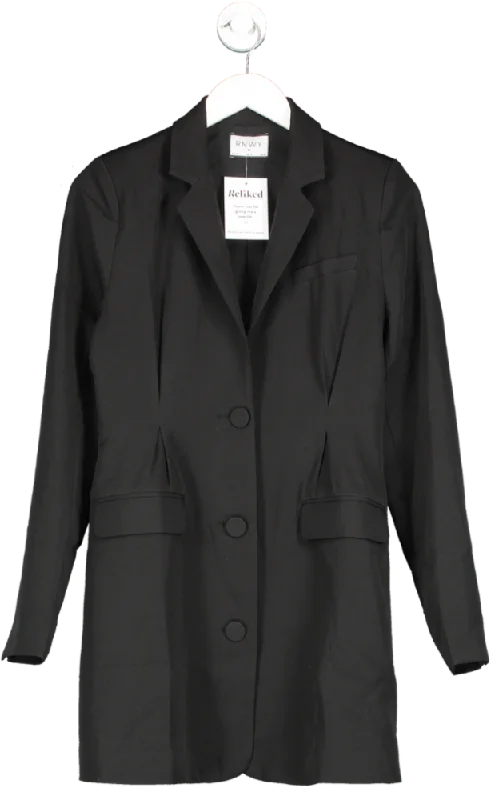 RNWY Black Blazer Dress UK M Women's Vintage Suit