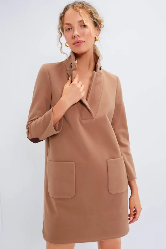 Camel Emerson Coat Dress empire Basque Peplum