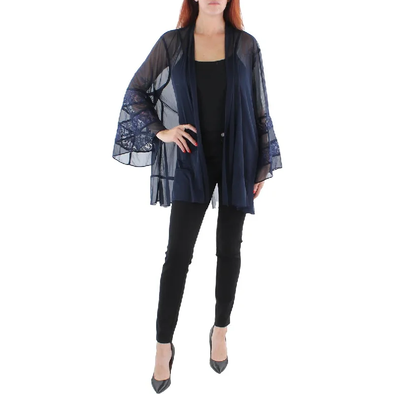 R&M Richards Womens Plus Mesh Bell Sleeves Duster Blazer Women's Daily Blazer