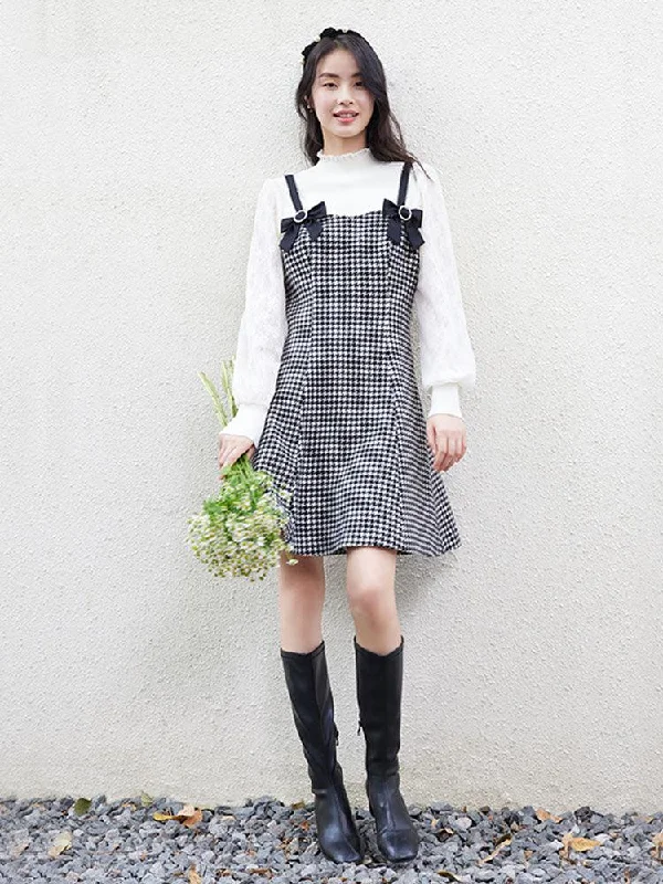 Houndstooth Coat Slip Dress Appliqued Beaded Sequined