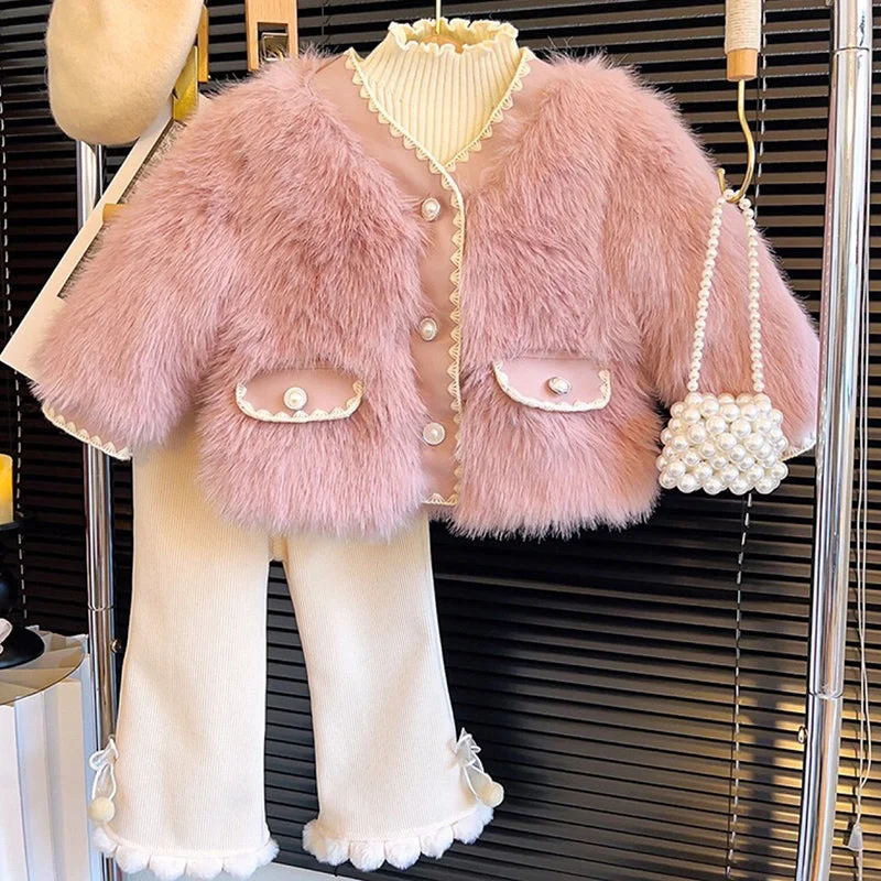 Warm New Year Baby Girl Coat Cuffed Rolled Raglan