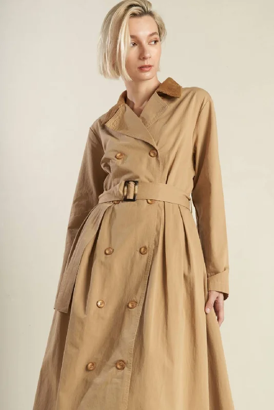 FALLING LEAVES WOVEN MIDI TRENCH COAT Houndstooth Coat Plaid Coat Tartan Coat