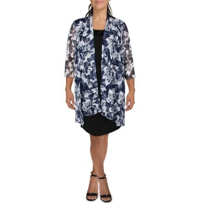 R&M Richards Womens Mesh Printed Duster Blazer Women's Unique Blazer