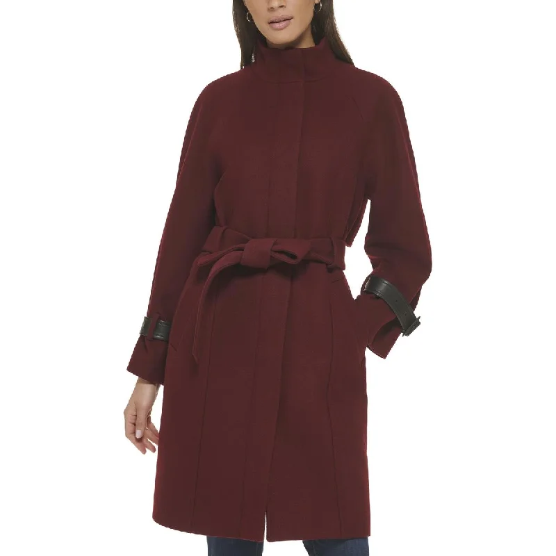 Cole Haan Womens Wool Blend Belted Wool Coat Bodycon Sheath Shift