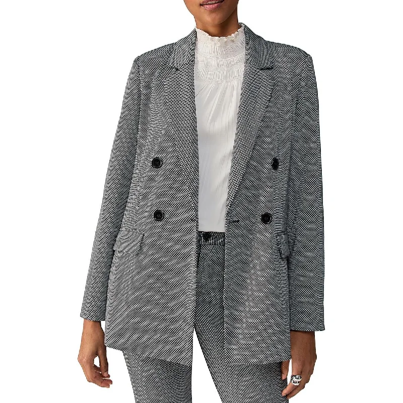 Sanctuary Womens Keaton Printed Notch Collar Double-Breasted Blazer Women's Party Jacket