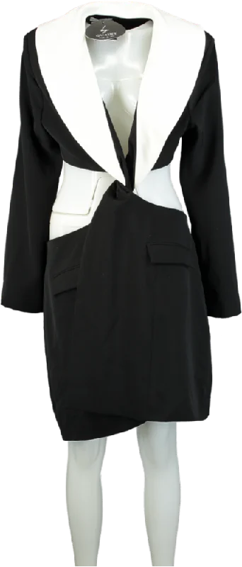 Quaint Black/White Blazer Dress L Women's Luxurious Jacket