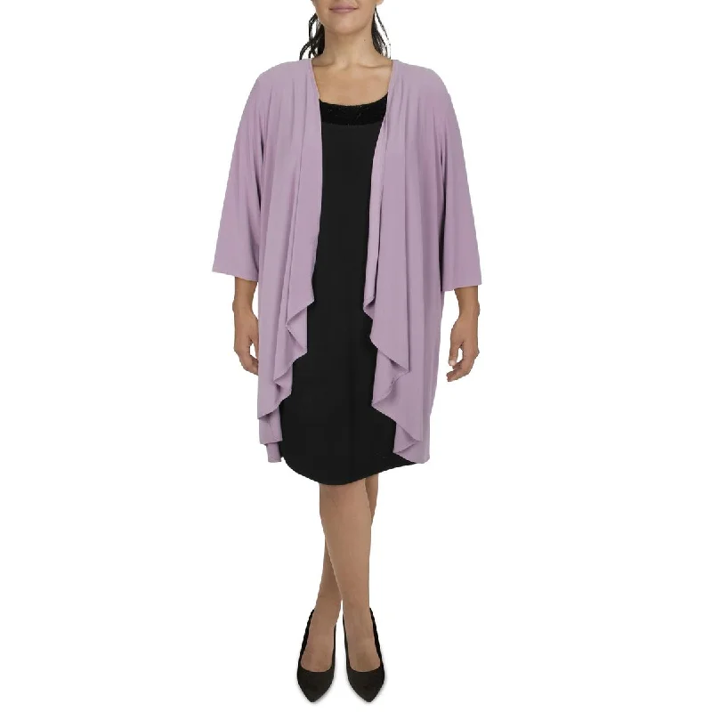 R&M Richards Womens Plus Knit Open Front Duster Blazer Women's Short Blazer