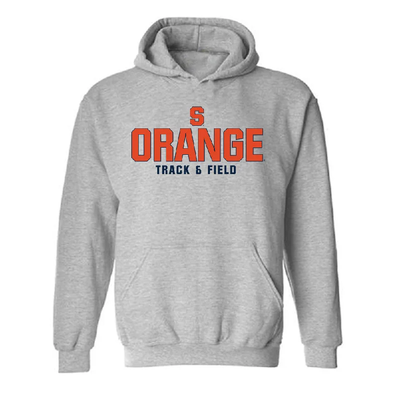 Syracuse - NCAA Women's Track & Field : Samantha Bloch - Classic Shersey Hooded Sweatshirt Hoodie with Metallic Shiny Futuristic