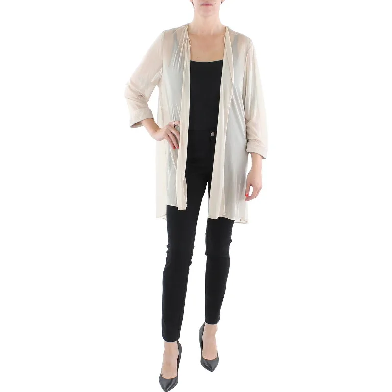 R&M Richards Womens Mesh Sheer Duster Blazer Plus Size Women's Coat