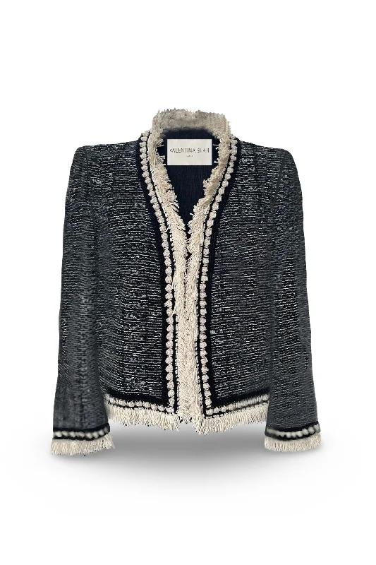 GINEVRA BLAZER- BLACK & WHITE TWEED Women's Plaid Suit