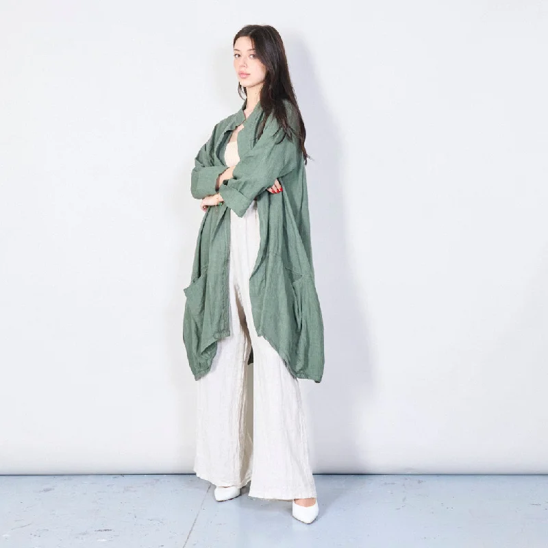 Oversize linen longline blazer dress wholesale Women's Patchwork Suit