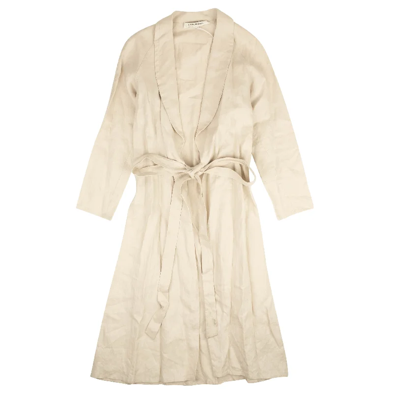 Beige Belt Tie Blazer Dress Linen Women's Suit