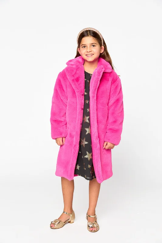 Mini Zoey Coat - Hot Pink Hooded Jacket Zipper Jacket Button Jacket