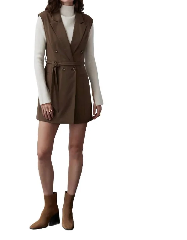 Brooke Blazer Dress In Brown Slim Fit Blazer