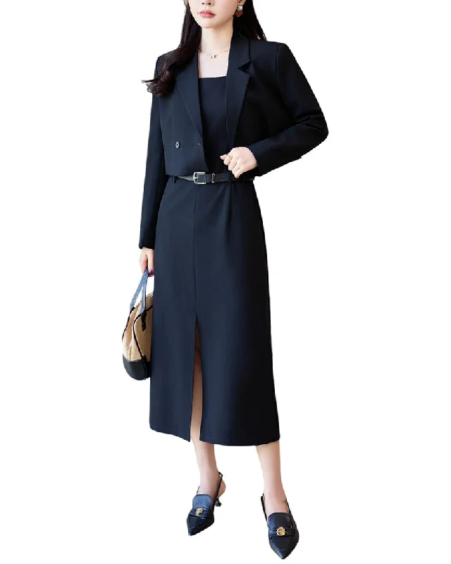 LIONELLO SALVI 2pc Blazer & Dress Set Women's High-End Blazer