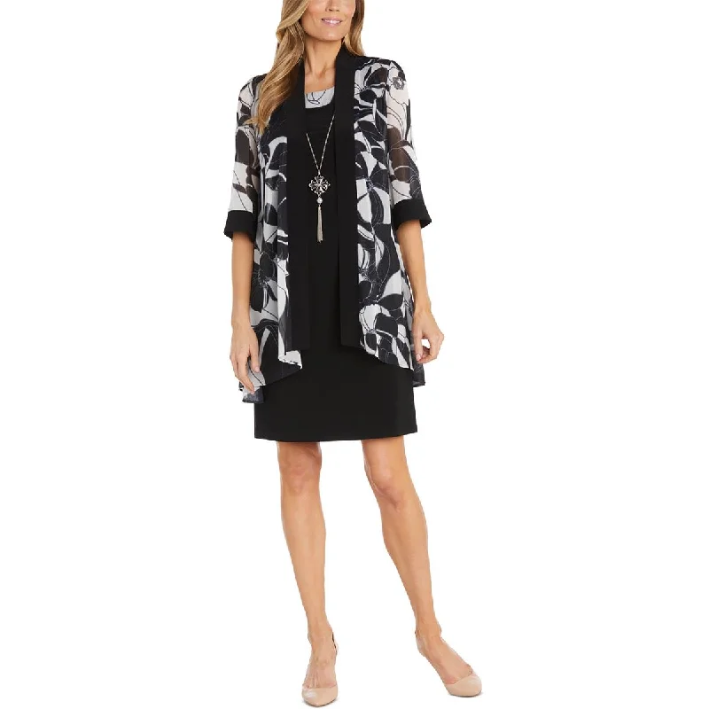 R&M Richards Womens Petites Metallic Chiffon Open-Front Blazer Women's Elegant Jacket R&M Richards Womens Petites Metallic Chiffon Open-Front Blazer Women's Elegant Jacket