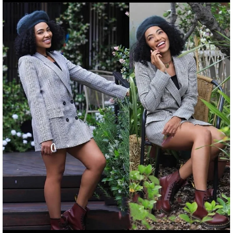 Double Breasted Plaid Blazer Summer Women's Jacket