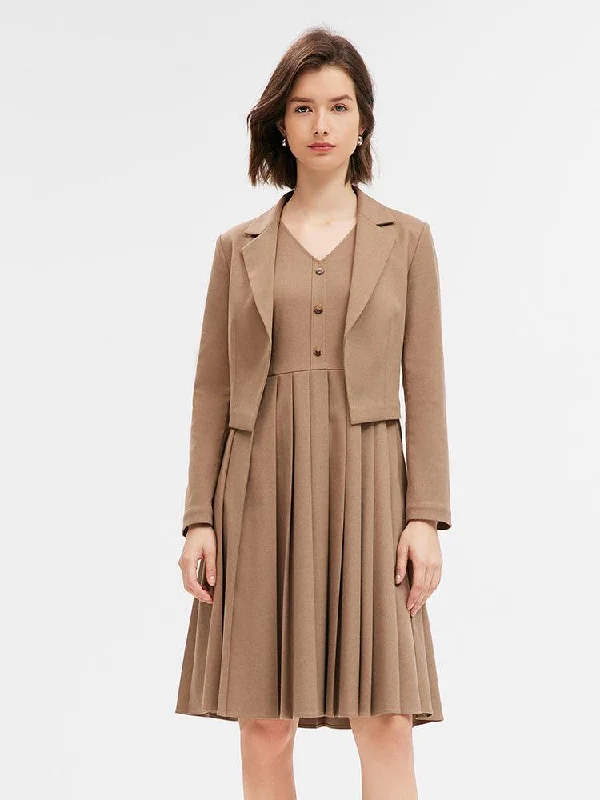 Two-Piece Suit blazer and Dress Women's Trendy Blazer