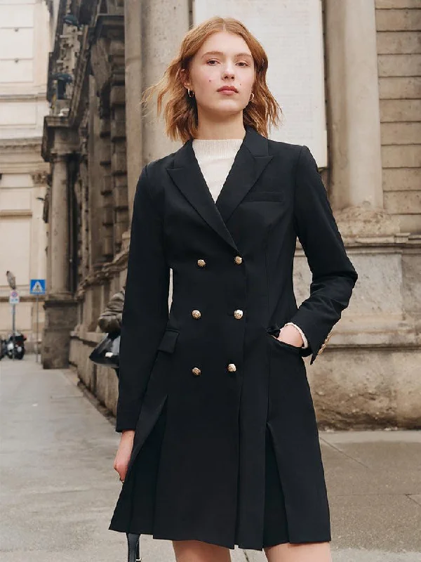 Double-Breasted Woolen Blazer Dress Women's Brand Blazer
