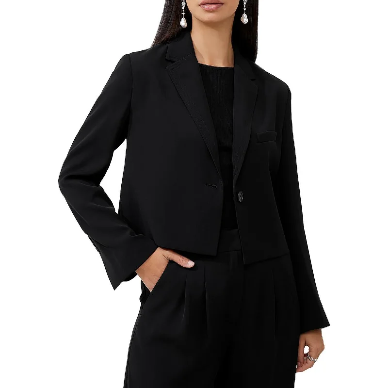 French Connection Womens Harry Crop  One-Button Blazer Women's Trendy Jacket