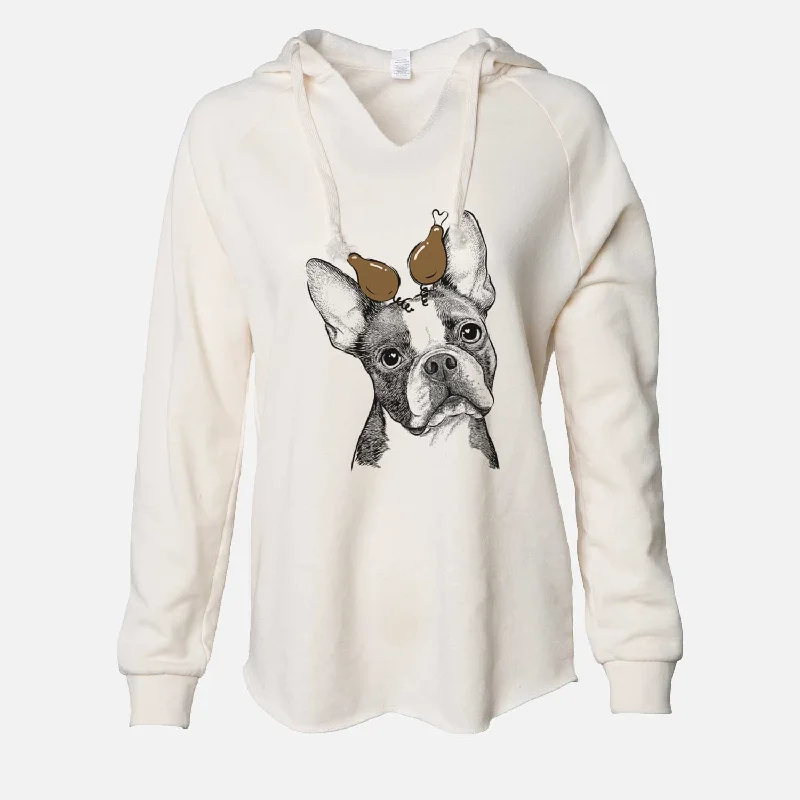 Thanksgiving Dee Dee the Boston Terrier - Cali Wave Hooded Sweatshirt Hoodie with High Neck Warm Protective Thanksgiving Dee Dee the Boston Terrier - Cali Wave Hooded Sweatshirt Hoodie with High Neck Warm Protective