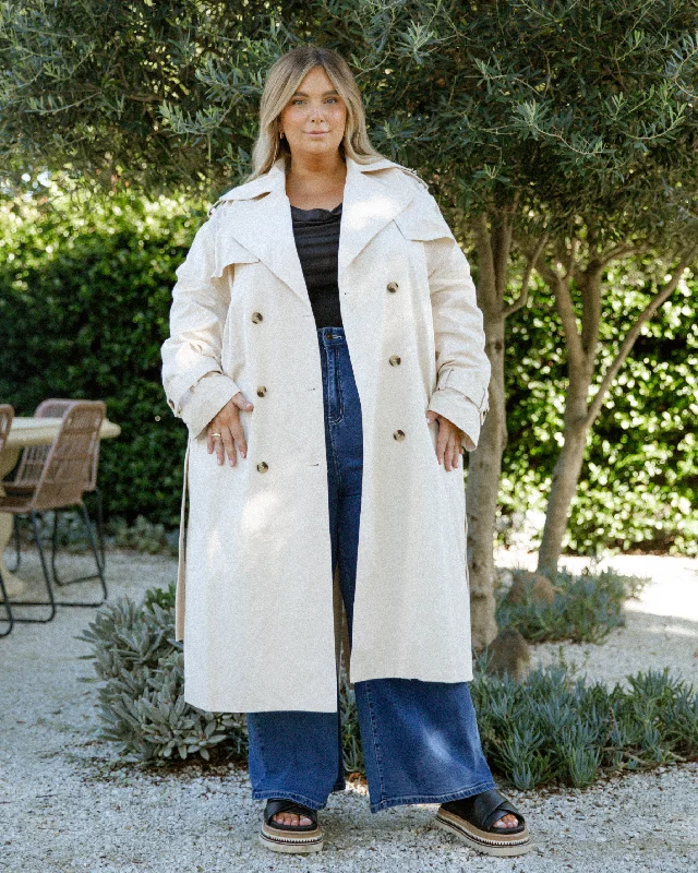 Trench Coat | Beige Buttoned Toggled Snapped