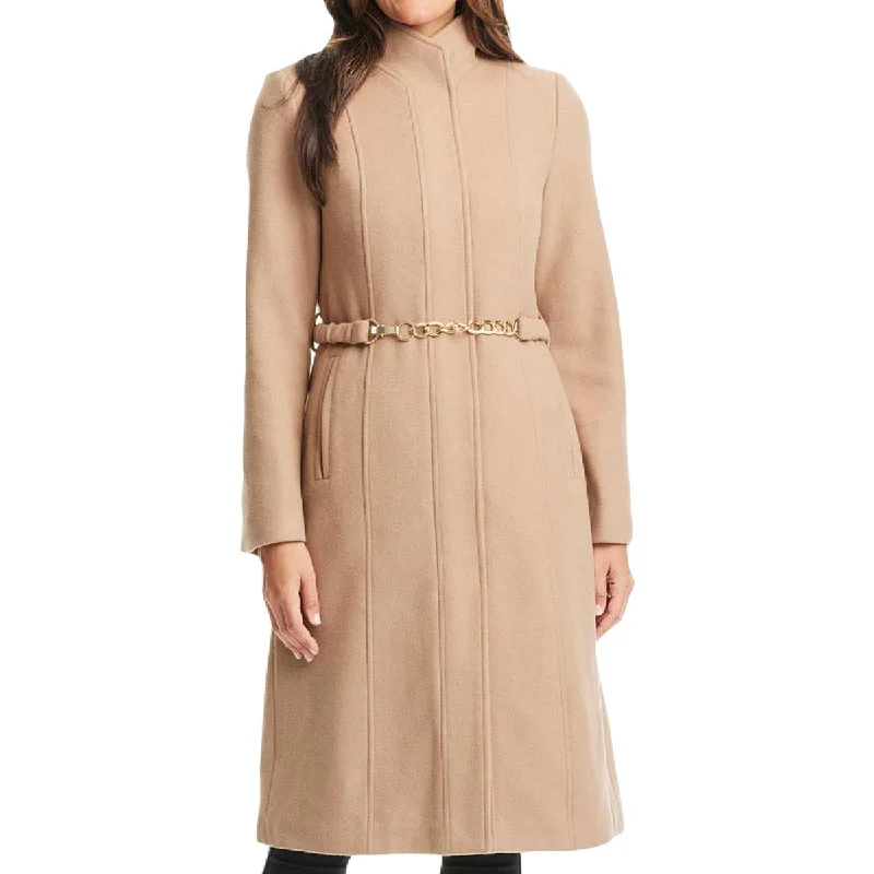 Vince Camuto Womens Belted Trench Wool Coat Trench Raincoat Windbreaker
