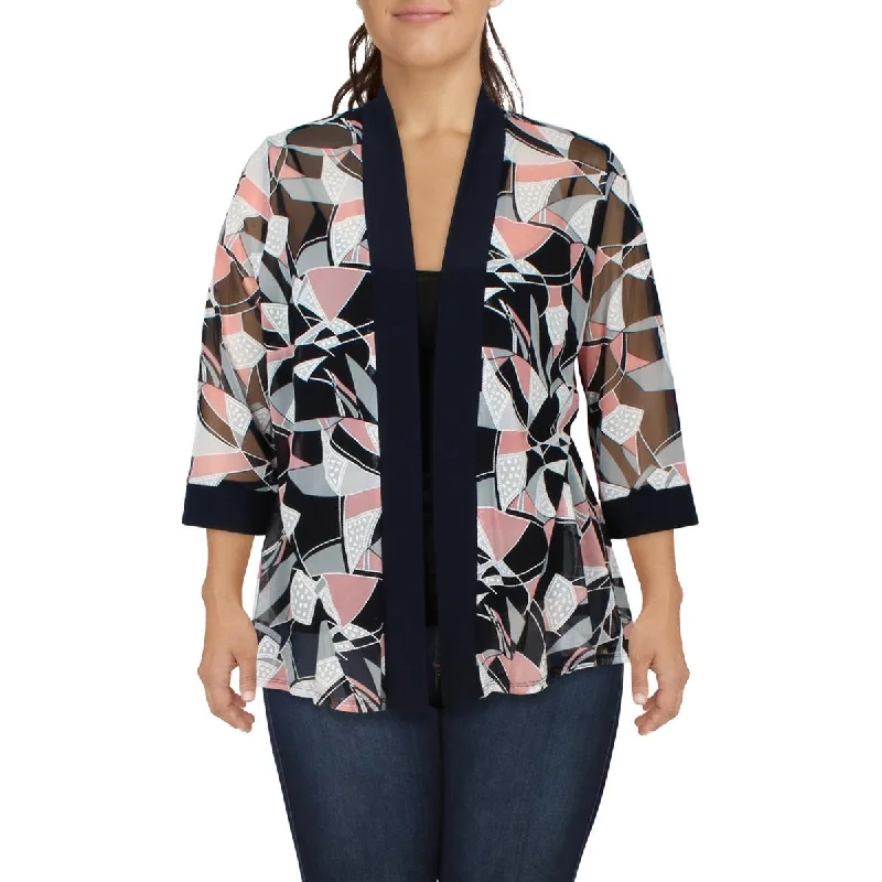 R&M Richards Womens Plus Abstract Open Front Collarless Blazer Women's Premium Blazer R&M Richards Womens Plus Abstract Open Front Collarless Blazer Women's Premium Blazer